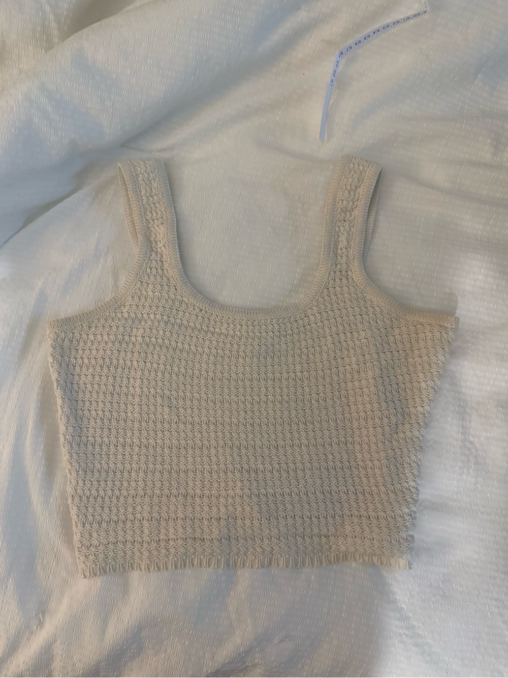Beige Crochet Crop Tank Top